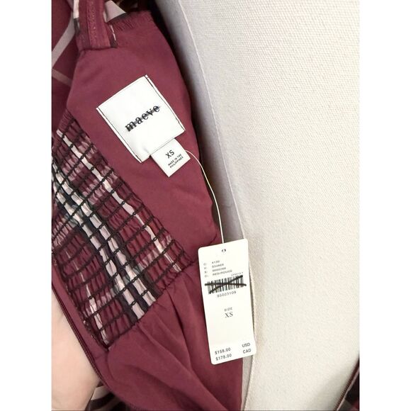 Maeve Anthropologie Womens Red Tartan Plaid Puff Sleeve Mini Dress Size XS NWT - Picture 5 of 7